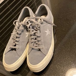 Converse One Stars, size 11, gray, white soles, silver star